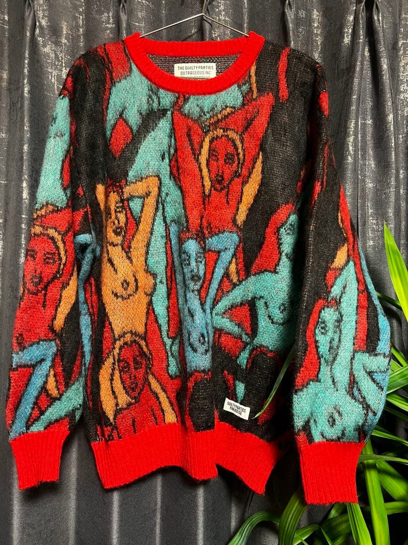 WACKO MARIA YULA 百女図 MOHAIR KNIT YULA 百女図 MOHAIR KNIT JACQUARD SWEATER【RED】｜WACKO MARIA