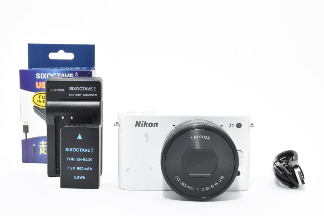 NIKON 1 J1 ホワイト＋10-30mm ショット数27600回 カメラ ニコンワン ミラーレス一眼 ニコン Nikon 1 J1 ホワイト レンズキット