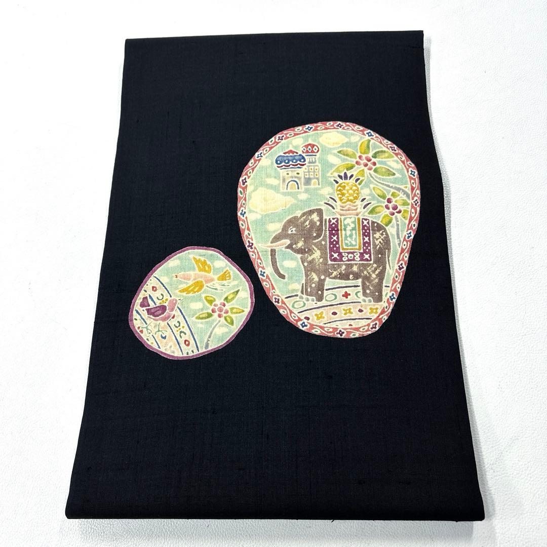 専用帯5113 ●高級 正絹 紬 名古屋仕立て 名古屋帯 象 楽天市場】名古屋帯 手刺繍 未使用 正絹 紬 カジュアル 濃茶 宝尽くし